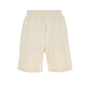 Fendi Men Melange Cream Cotton Bermuda Shorts